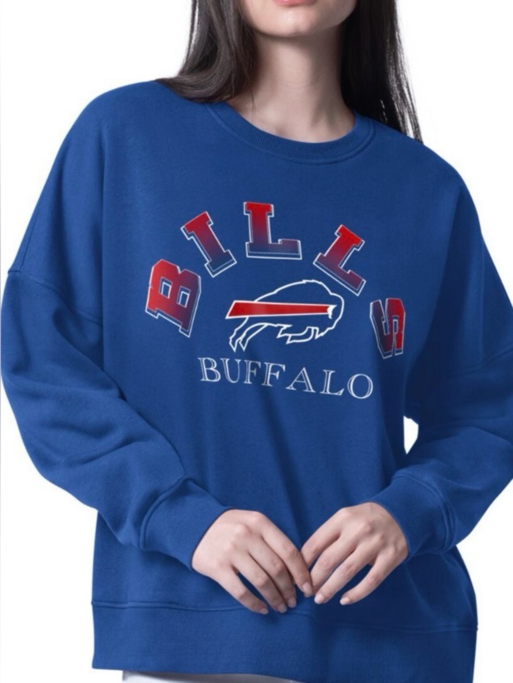 NWT Buffalo Bills G-III 4Her by Carl Banks Royal Oversized Feud Sweatshirt. S.
